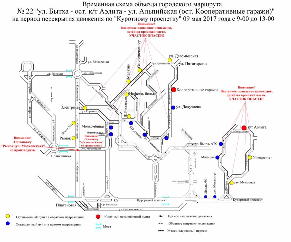 Схема маршрутов городского
